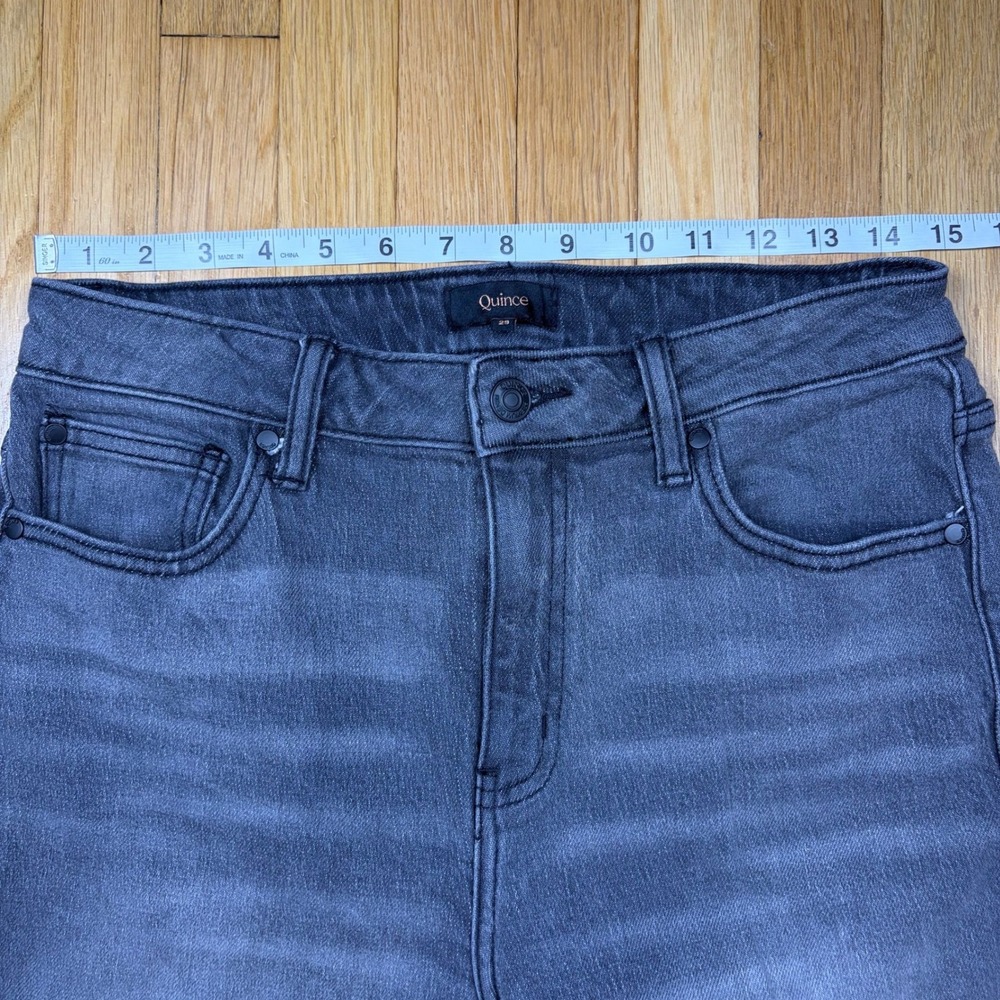 Quince Bella Stretch Relaxed Straight Jeans Womens 29 Stonewashed Grey High Rise - Picture 6 of 9
